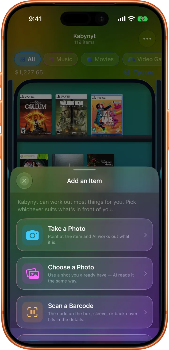 Or scan a barcode, paste a link, or type it in &mdash; every way in lands on real cover art and clean details.
