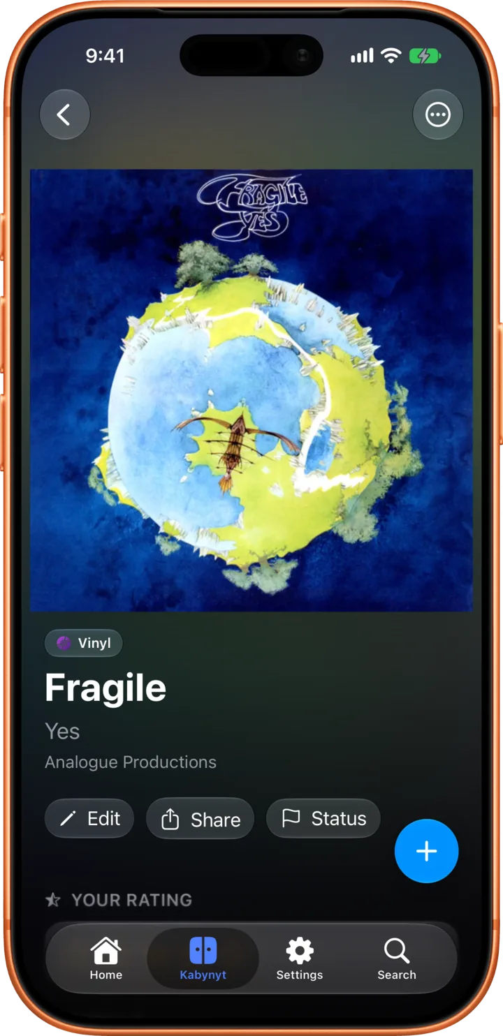 Artist, label, year, catalog number and value &mdash; filled in for you, not typed.